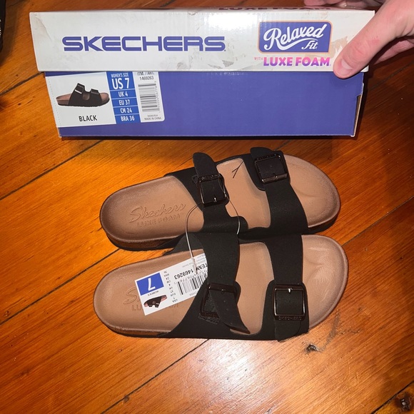 Skechers Relaxed Fit Black/Brown sandals with luxe foam - Picture 5 of 5